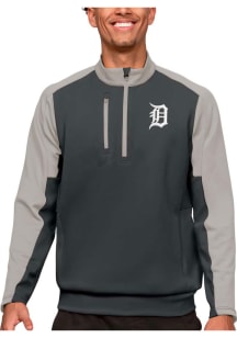 Antigua Detroit Tigers Mens Grey Team Long Sleeve 1/4 Zip Pullover