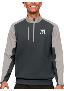Antigua New York Yankees Mens Grey Team Long Sleeve 1/4 Zip Pullover