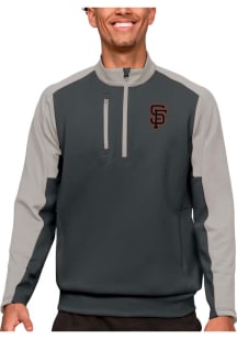 Antigua San Francisco Giants Mens Grey Team Long Sleeve 1/4 Zip Pullover