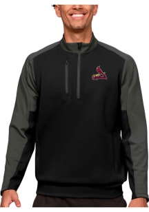 Antigua St Louis Cardinals Mens Black Team Long Sleeve 1/4 Zip Pullover