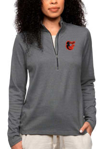 Antigua Baltimore Orioles Womens Charcoal Epic 1/4 Zip Pullover