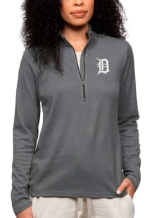 Antigua Detroit Tigers Womens Charcoal Epic 1/4 Zip Pullover
