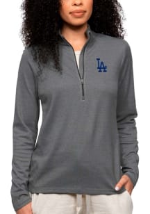Antigua LA Dodgers Womens Charcoal Epic 1/4 Zip Pullover
