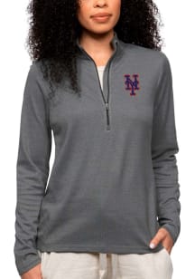 Antigua NY Mets Womens Charcoal Epic 1/4 Zip Pullover
