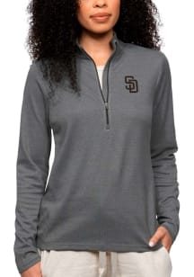 Antigua San Diego Womens Charcoal Epic 1/4 Zip Pullover