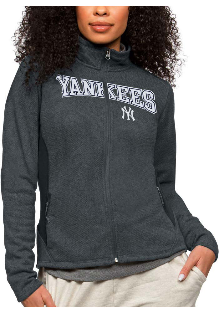 Antigua New York Yankees Womens Charcoal Course Long Sleeve Full Zip Jacket