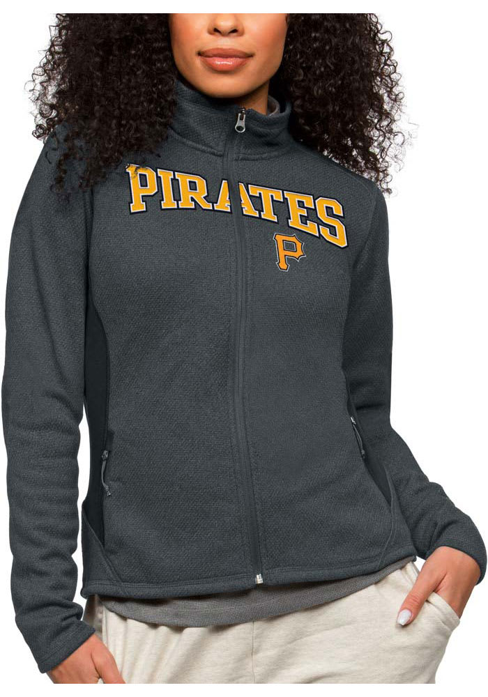 Antigua Pittsburgh Pirates Womens Charcoal Course Long Sleeve Full Zip Jacket