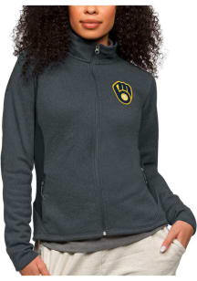 Antigua Milwaukee Brewers Womens Charcoal Course Light Weight Jacket