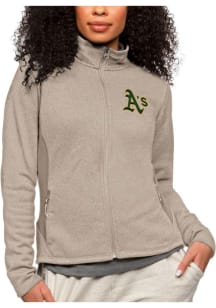 Antigua Oakland Athletics Womens Oatmeal Course Long Sleeve Full Zip Jacket