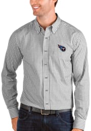 Antigua Tennessee Titans Mens Grey Structure Long Sleeve Dress Shirt