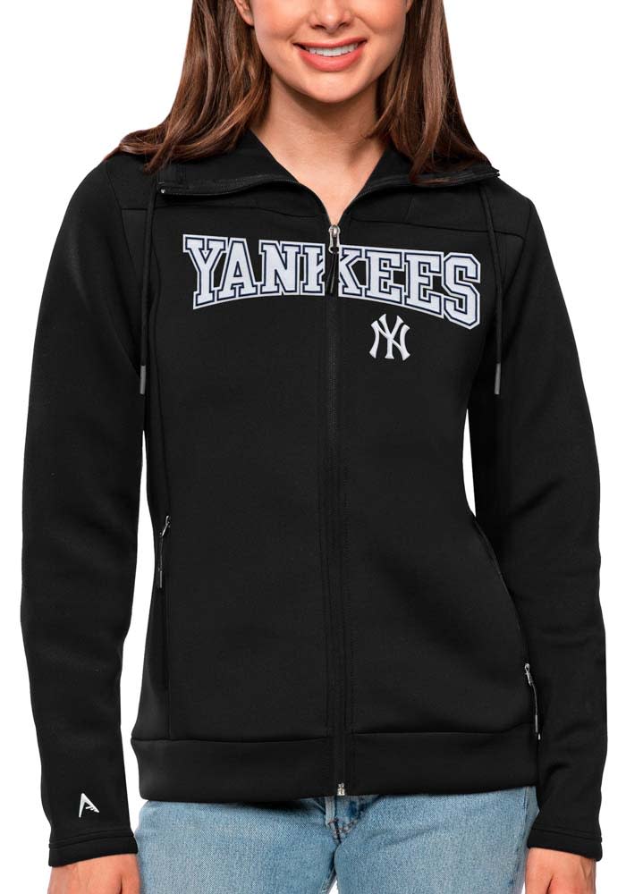 Antigua New York Yankees Womens Black Protect Long Sleeve Full Zip Jacket