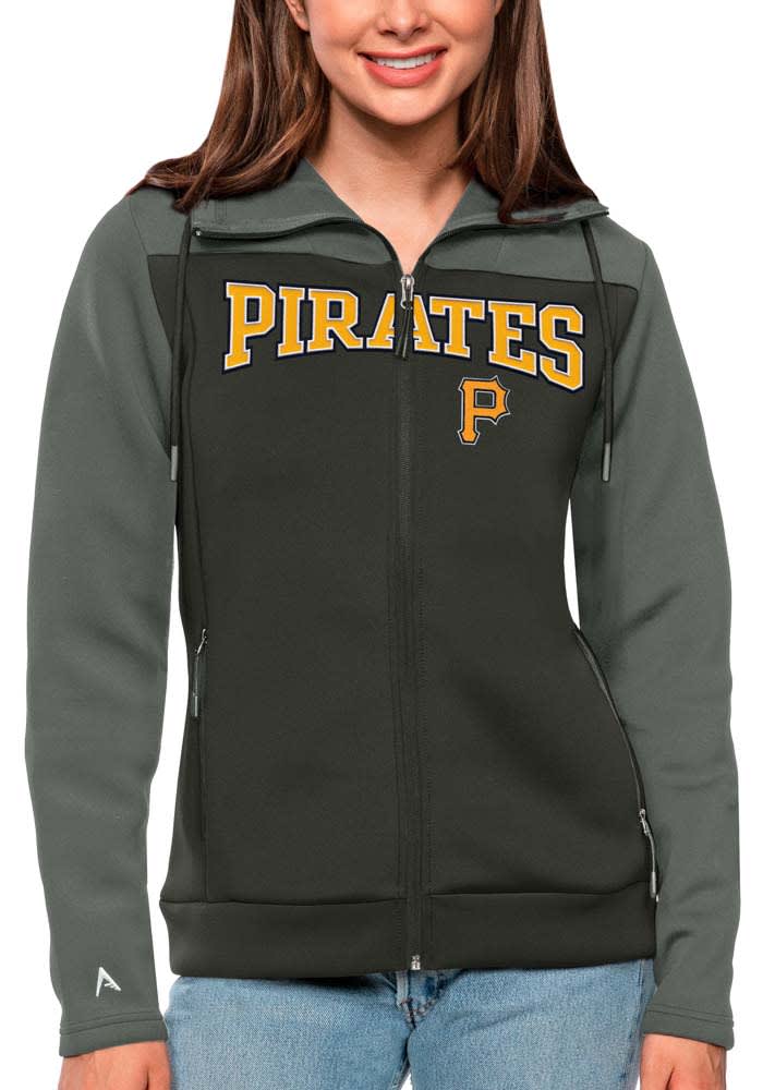 Antigua Pittsburgh Pirates Womens Grey Protect Long Sleeve Full Zip Jacket