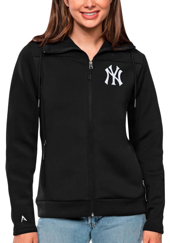 Antigua New York Yankees Womens Black Protect Long Sleeve Full Zip Jacket