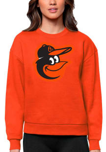 Antigua Baltimore Orioles Womens Orange Victory Crew Sweatshirt