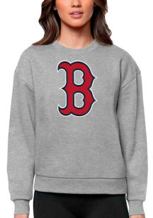 Antigua Boston Red Sox Womens Grey Full Front Victory Crew Sweatshirt