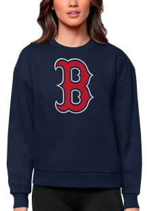 Antigua Boston Red Sox Womens Navy Blue Full Front Victory Crew Sweatshirt