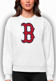 Antigua Boston Red Sox Womens White Full Front Victory Crew Sweatshirt