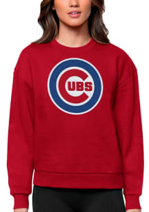 Antigua Chicago Cubs Womens Red Victory Crew Sweatshirt