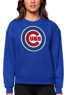 Antigua Chicago Cubs Womens Blue Victory Crew Sweatshirt