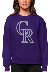 Antigua Colorado Rockies Womens Purple Victory Crew Sweatshirt