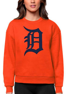 Antigua Detroit Tigers Womens Orange Victory Crew Sweatshirt