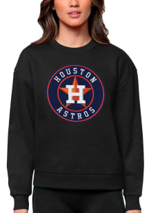 Antigua Houston Astros Womens Black Victory Crew Sweatshirt