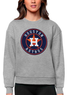 Antigua Houston Astros Womens Grey Victory Crew Sweatshirt