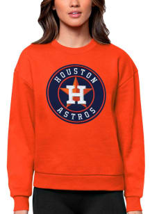 Antigua Houston Astros Womens Orange Full Front Victory Crew Sweatshirt