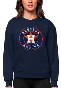Antigua Houston Astros Womens Navy Blue Victory Crew Sweatshirt