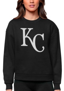 Antigua Kansas City Royals Womens Black Victory Crew Sweatshirt