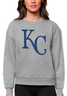 Antigua Kansas City Royals Womens Grey Victory Crew Sweatshirt