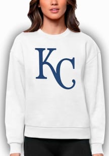 Antigua Kansas City Royals Womens White Victory Crew Sweatshirt