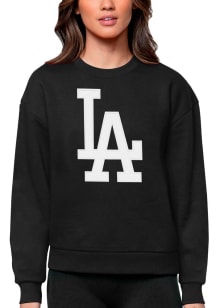 Antigua Los Angeles Dodgers Womens Black Full Front Victory Crew Sweatshirt
