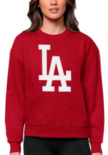 Antigua Los Angeles Dodgers Womens Red Full Front Victory Crew Sweatshirt