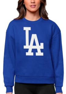 Antigua Los Angeles Dodgers Womens Blue Full Front Victory Crew Sweatshirt
