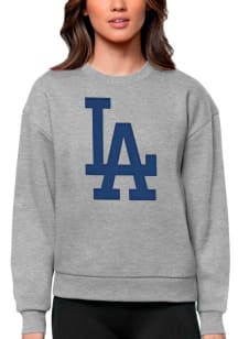 Antigua Los Angeles Dodgers Womens Grey Full Front Victory Crew Sweatshirt