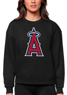 Antigua Los Angeles Angels Womens Black Full Front Victory Crew Sweatshirt