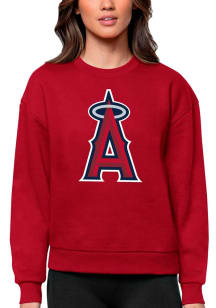 Antigua Los Angeles Angels Womens Red Full Front Victory Crew Sweatshirt