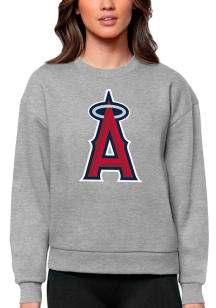 Antigua Los Angeles Angels Womens Grey Full Front Victory Crew Sweatshirt