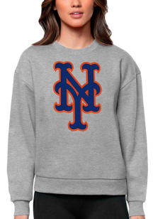 Antigua New York Mets Womens Grey Victory Crew Sweatshirt