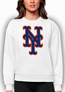 Antigua New York Mets Womens White Victory Crew Sweatshirt