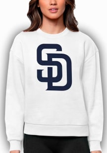 Antigua San Diego Padres Womens White Victory Crew Sweatshirt