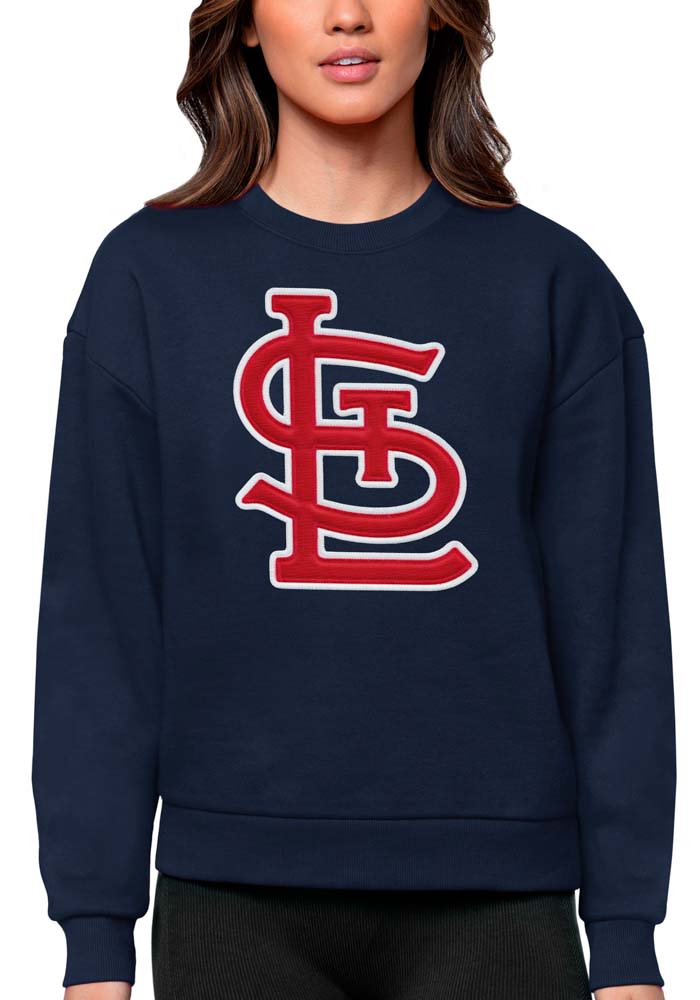 St Louis Cardinals Womens Blue Corded Crew Sweatshirt