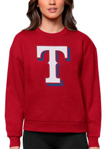 Antigua Texas Rangers Womens Red Victory Crew Sweatshirt