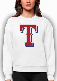 Antigua Texas Rangers Womens White Victory Crew Sweatshirt