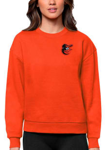 Antigua Baltimore Orioles Womens Orange Victory Crew Sweatshirt