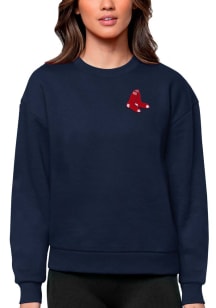 Antigua Boston Red Sox Womens Navy Blue Victory Crew Sweatshirt