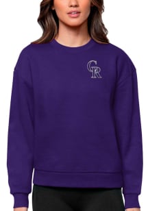 Antigua Colorado Rockies Womens Purple Victory Crew Sweatshirt