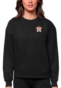 Antigua Houston Astros Womens Black Victory Crew Sweatshirt