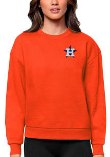 Antigua Houston Astros Womens Orange Victory Crew Sweatshirt
